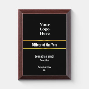 Officer of the Year and Your Logo Here Template Award Plaque