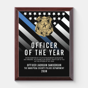 Officer of the Year Police Department Logo Award Plaque