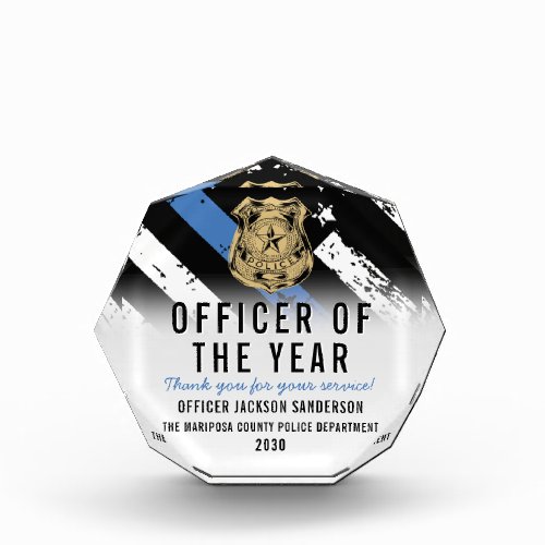Officer of the Year Police Logo Recognition Acrylic Award
