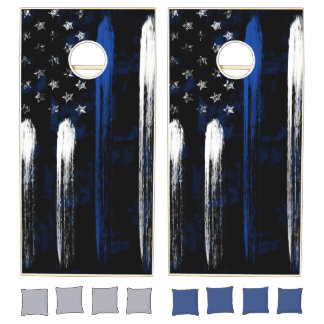 Officers Thin Blue Line Flag Cornhole Set