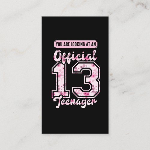 Official 13 Teenager 13th birthday 13 Years Old Business Card