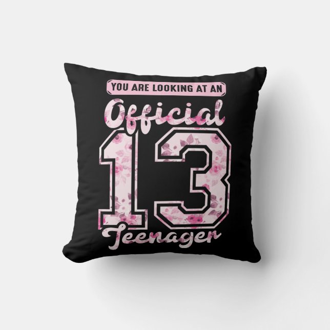 Official 13 Teenager 13th birthday 13 Years Old Throw Pillow (Front)