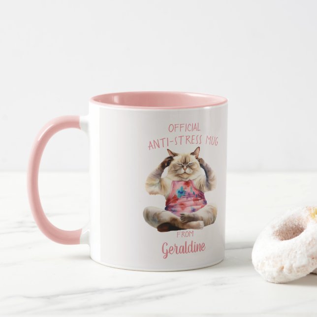 Official Anti-Stress Mug Meditating Kitty (With Donut)