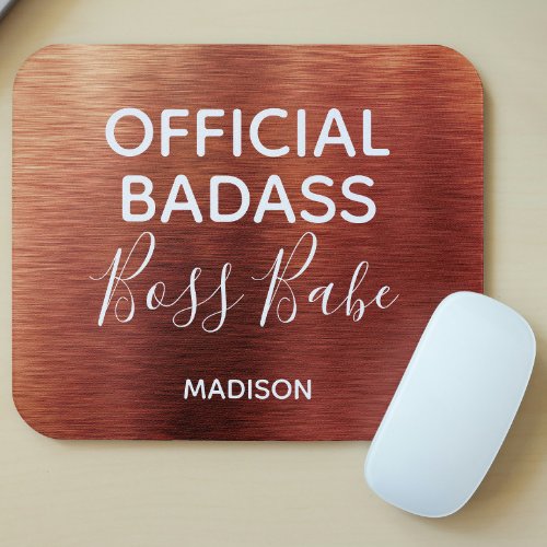 Official Badass Boss Babe Metallic Copper Name Mouse Pad