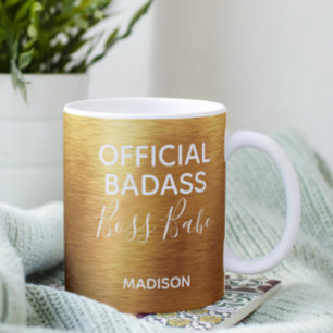 Official Badass Boss Babe Metallic Gold Name Coffee Mug