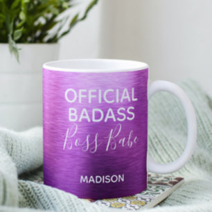 Official Badass Boss Babe Metallic Purple Name Coffee Mug