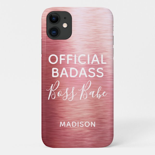 Official Badass Boss Babe Metallic Rose Gold Name Case-Mate iPhone Case (Back)