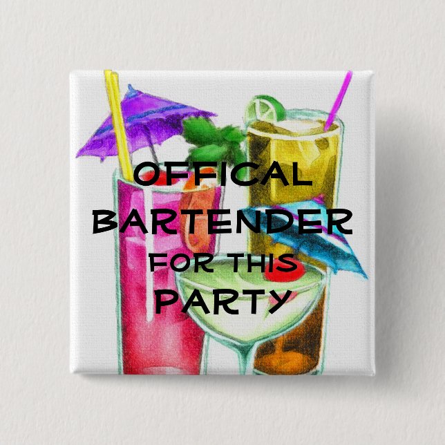 Official Bartender for this Party Pinback Button (Front)