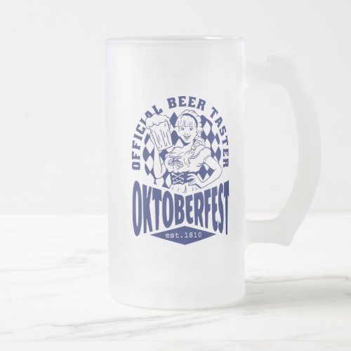 Official Beer Taster Oktoberfest Frosted Glass Beer Mug