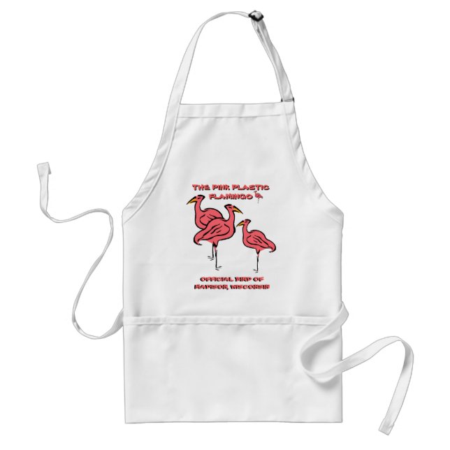 OFFICIAL BIRD OF MADISON, WIS PINK FLAMINGO APRON! ADULT APRON (Front)