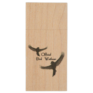 Official Bird Watcher Wood Flash Drive
