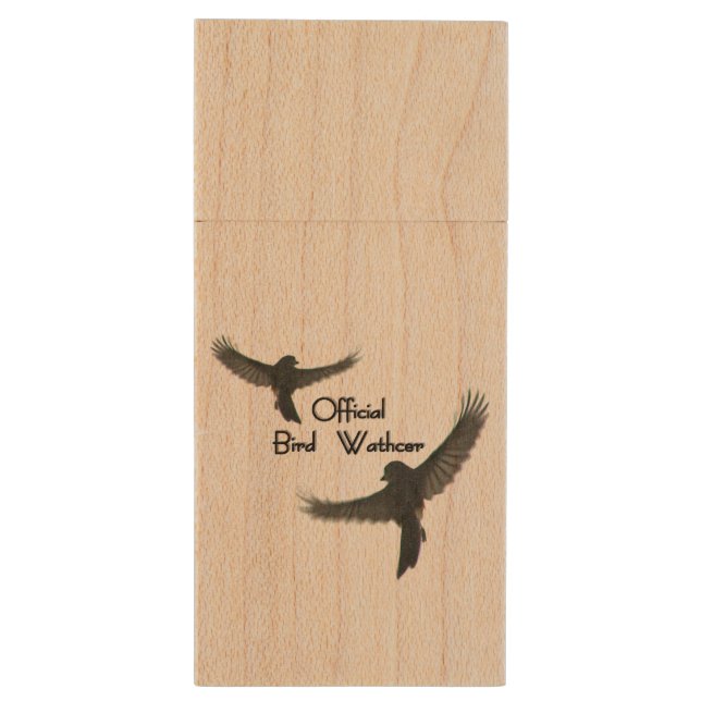 Official Bird Watcher Wood Flash Drive (Back (Vertical))