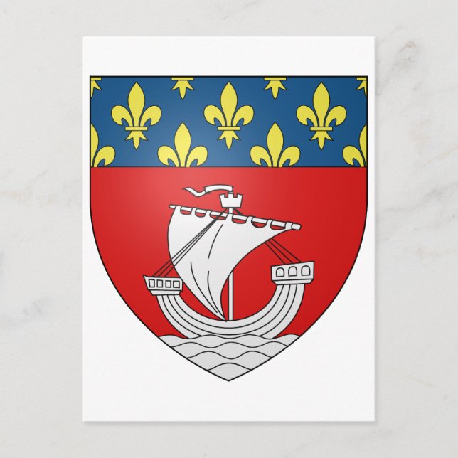 Official Blason Paris Coat Heraldry Symbol France Postcard (Front)