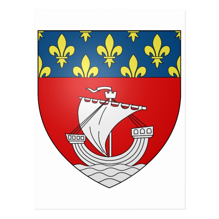 Official Blason Paris Coat Heraldry Symbol France Postcard