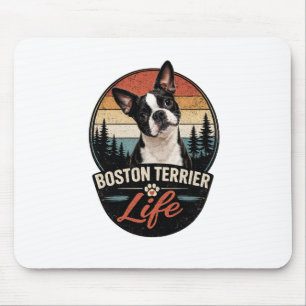 Official Boston Terrier Life Logo Mouse Pad