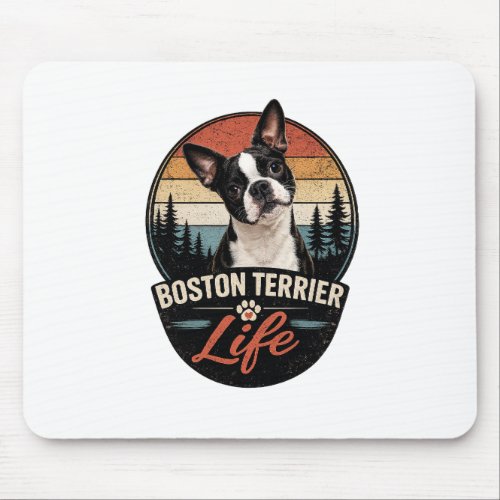 Official Boston Terrier Life Logo Mouse Pad