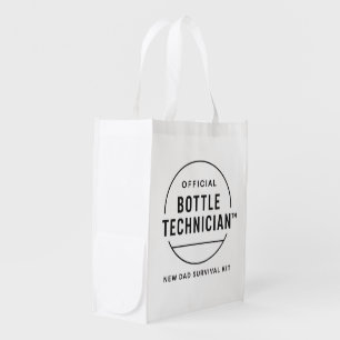 Official Bottle Technician New Dad Survival Kit Grocery Bag
