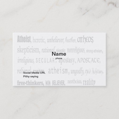 Official Card Carrying Atheist Business Card