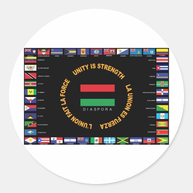 Official Caribbean Unity Flag Classic Round Sticker (Front)