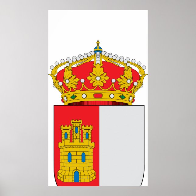 Official Castile-La Mancha Spain Coat Arms Symbol Poster (Front)