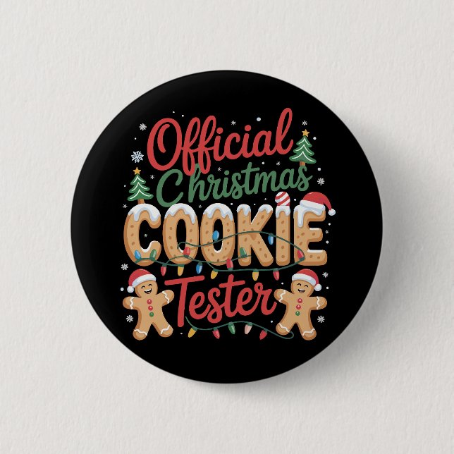 Official Christmas Cookie Tester Crew Baking Xmas Button (Front)