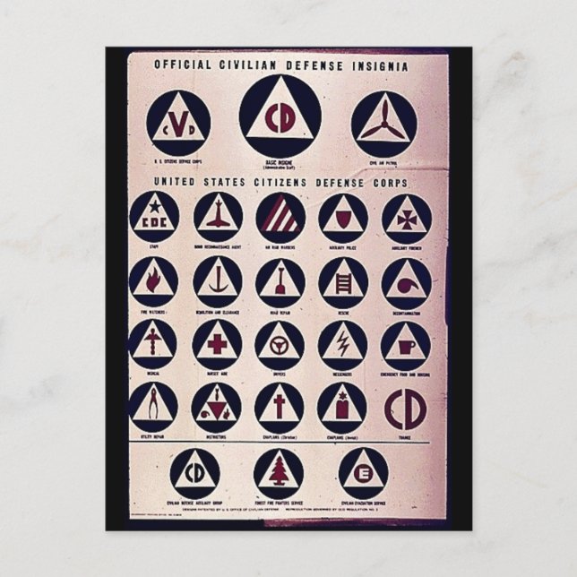 Official Civilian Defense Insignia Postcard (Front)
