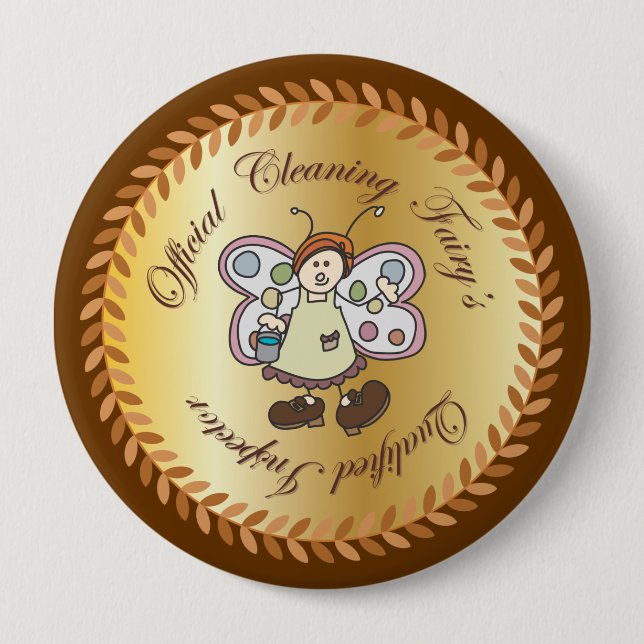 Official Cleaning Fairy Qualified Inspector Button (Front)