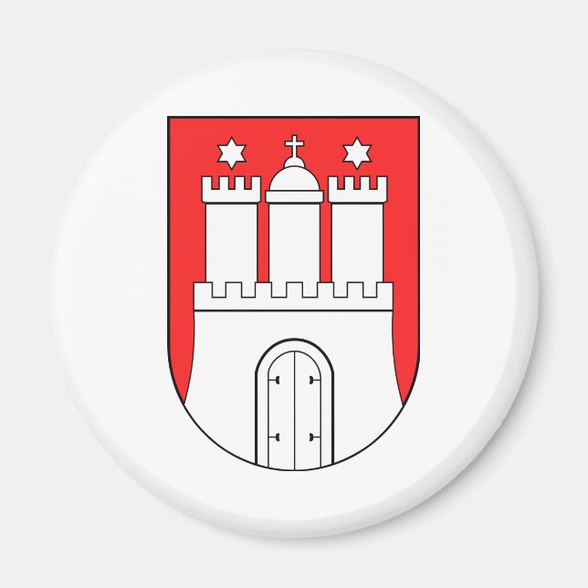 Official Coat of Arms Hamburg Germany Symbol Magnet (Front)