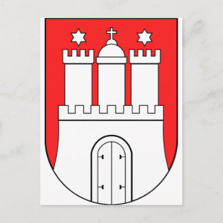 Official Coat of Arms Hamburg Germany Symbol Postcard