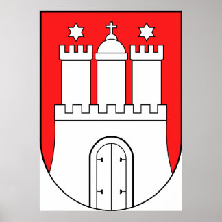 Official Coat of Arms Hamburg Germany Symbol Poster