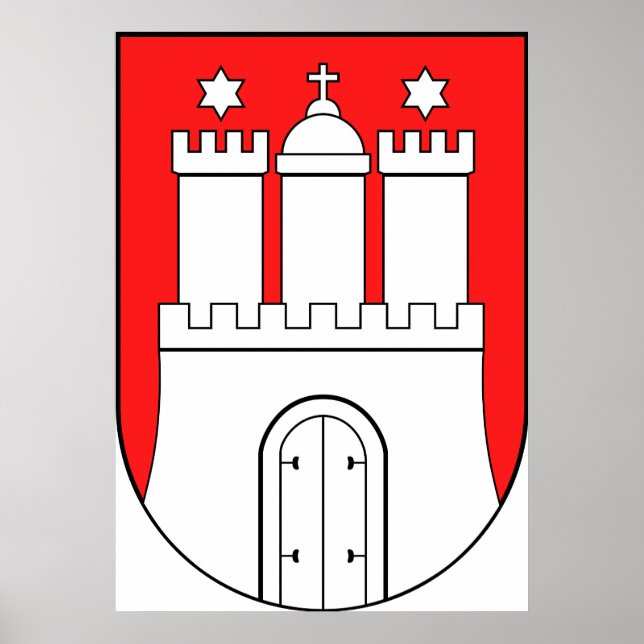 Official Coat of Arms Hamburg Germany Symbol Poster (Front)