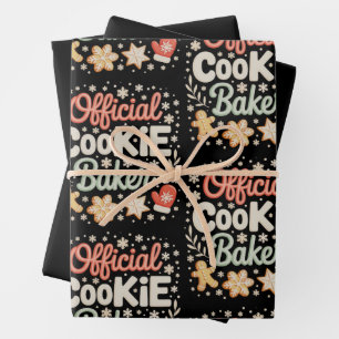 Official Cookie Baker Christmas Xmas Family Baking Wrapping Paper Sheets