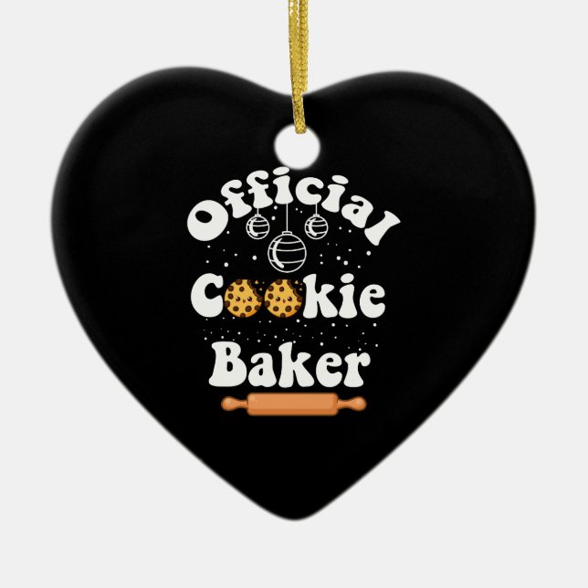 Official Cookie Baker Cookie Lovers Christmas Ceramic Ornament (Front)