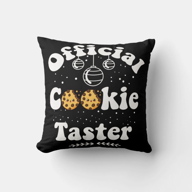 Official Cookie Taster Cookie Lovers Christmas Throw Pillow (Front)