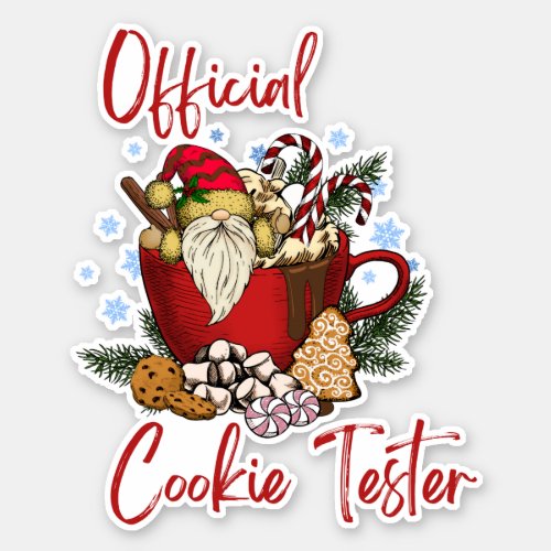 Official cookie tester Christmas gnome red mug Sticker
