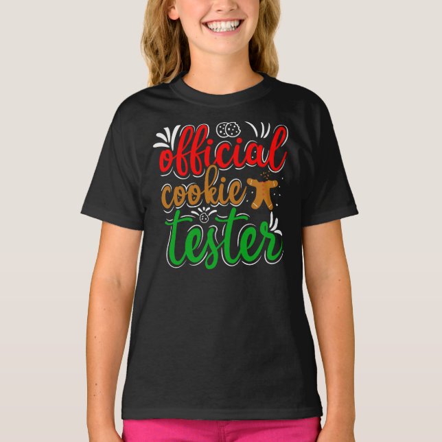 Official Cookie Tester – Cute Christmas Baking Tee (Front)