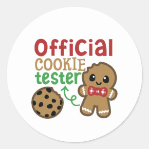 Official cookie tester gingerbread classic round sticker