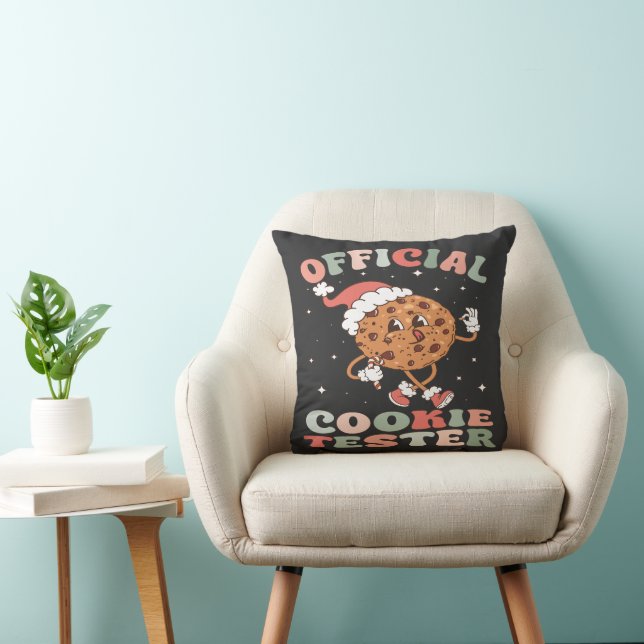 Official Cookie Tester Retro Throw Pillow (Chair)
