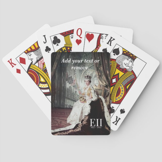 Official Coronation photo of Queen Elizabeth II, Poker Cards (Back)