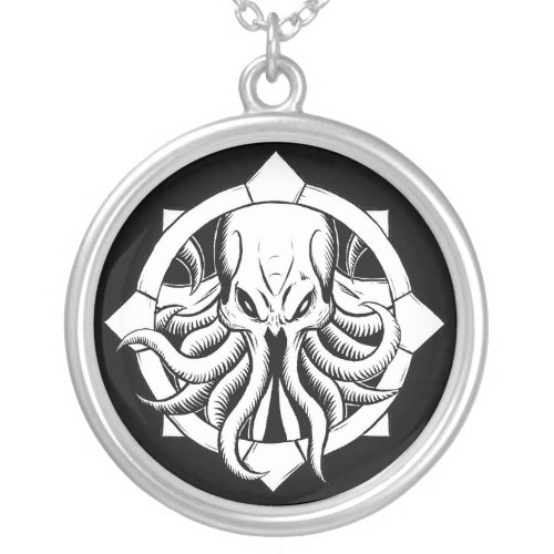 Official Cult Of Cthulhu medalion Silver Plated Necklace