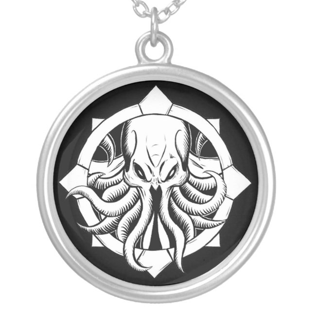 Official Cult Of Cthulhu medalion Silver Plated Necklace (Front)