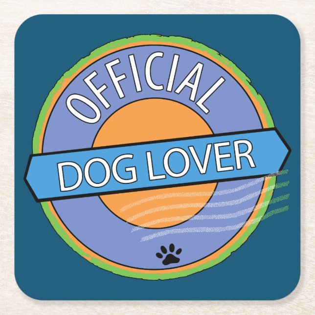 Official Dog Lover Square Paper Coaster (Front)
