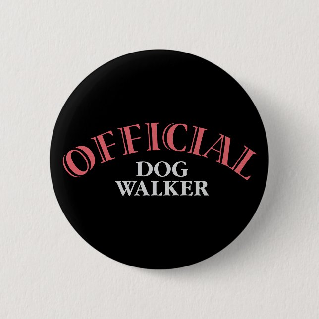 Official Dog Walker - Pink Pinback Button (Front)