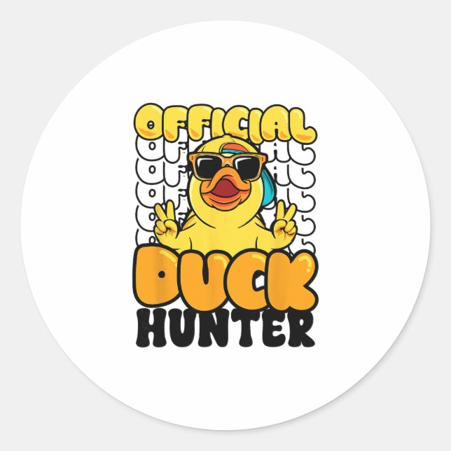 Official Duck Hunter Funny Rubber Duckie Hunting C Classic Round Sticker (Front)