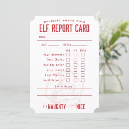 Official Elf Formal Report Card | Zazzle