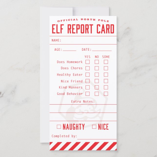 Official Elf Report Card (Front)