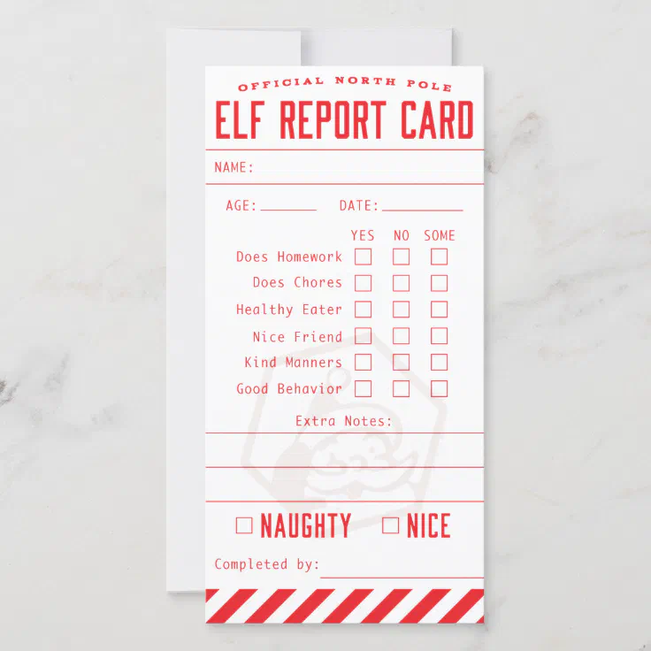 Official Elf Report Card | Zazzle