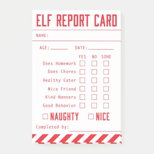 Official Elf Report Card Mini Post_it Notes