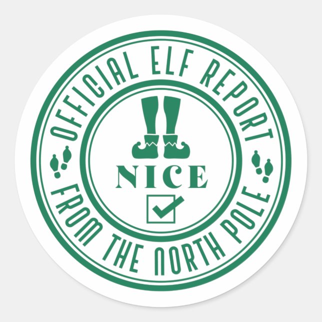 Official elf report from the north pole classic round sticker (Front)