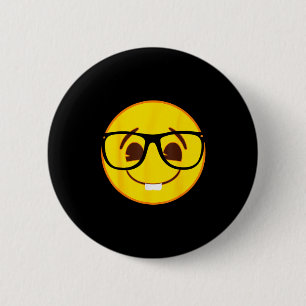 Official Emoji Nerd Gles Yellow Smile Face Button